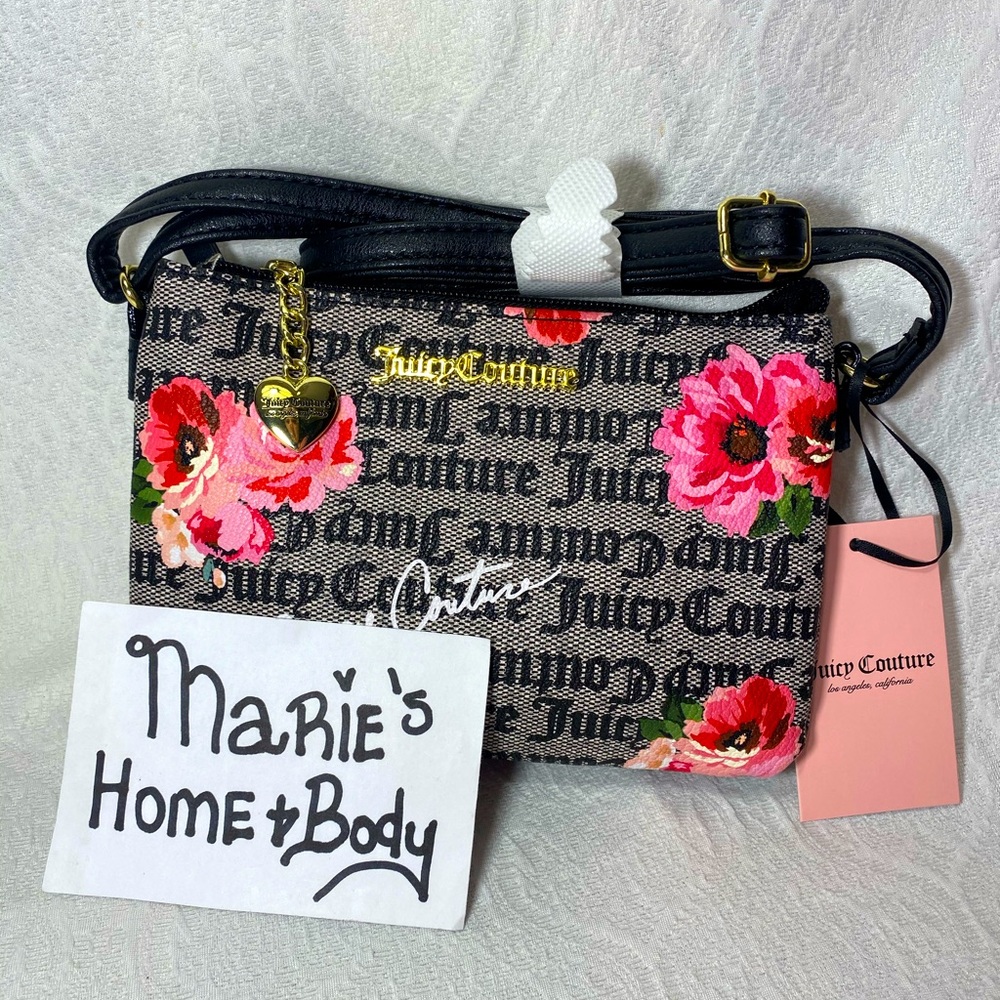 Juicy couture Womans small hand bag crossbody cross body purse floral flower NWT